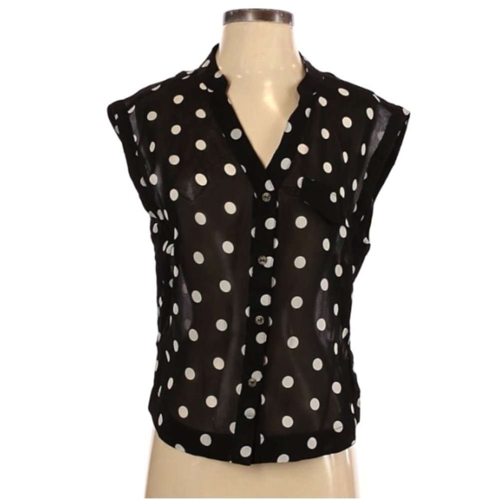Semi Sheer Printed Polka Dot Button Down Blouse from Hurley